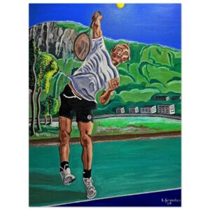 Ted Playing Tennis artwork by Stanley Grandon