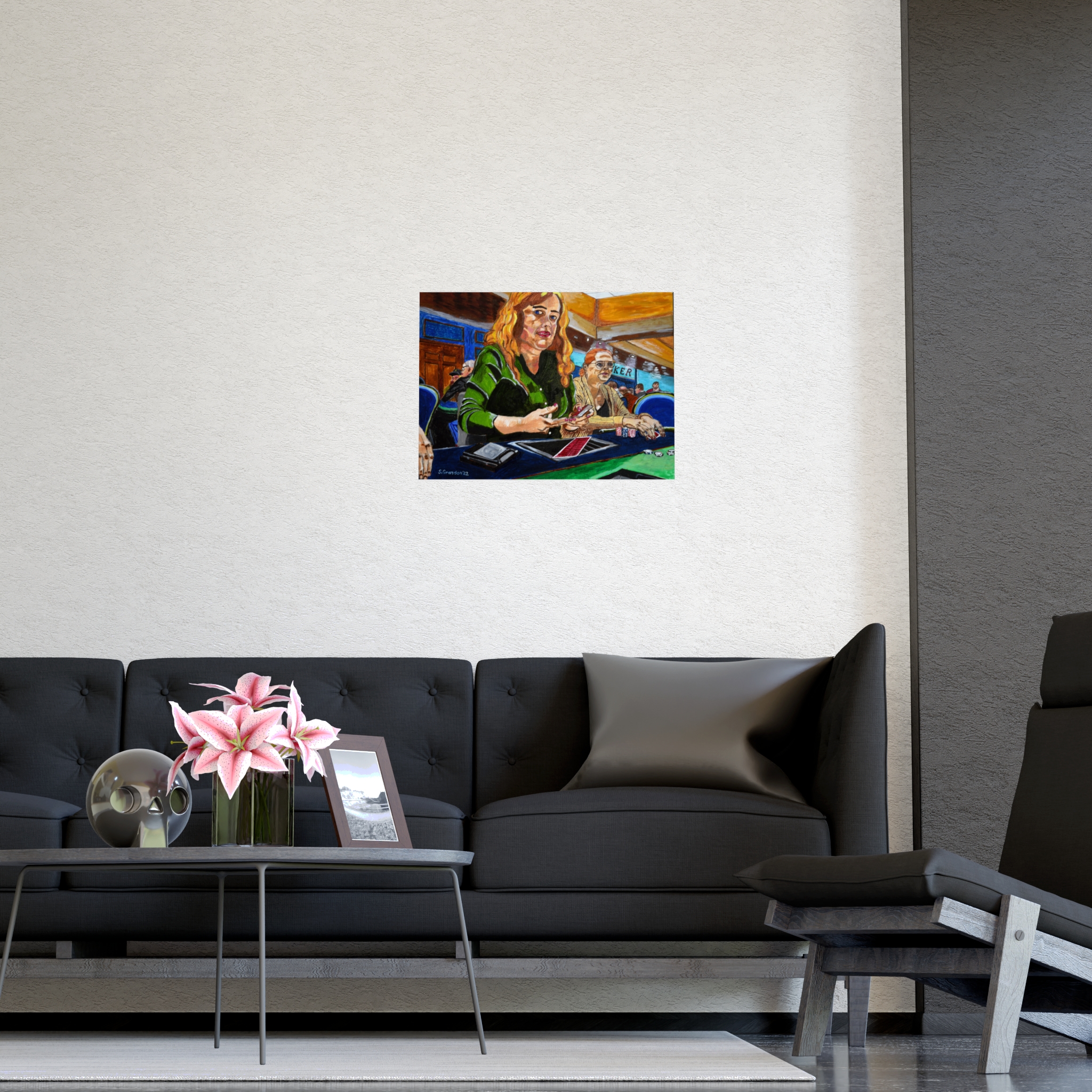 Poker Players Matte Poster — 'Late Night Poker' Casino Art Print (Horizontal) - Image 5
