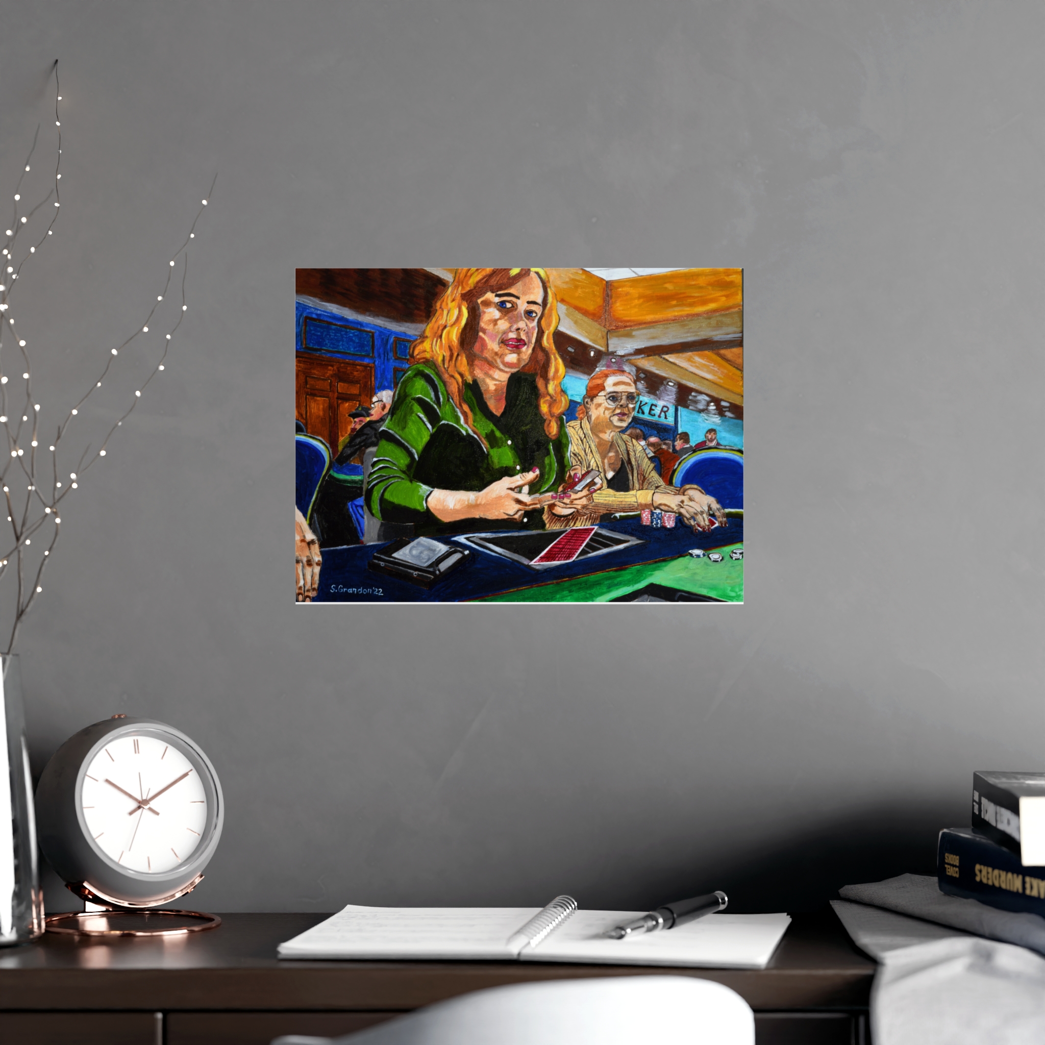 Poker Players Matte Poster — 'Late Night Poker' Casino Art Print (Horizontal) - Image 6