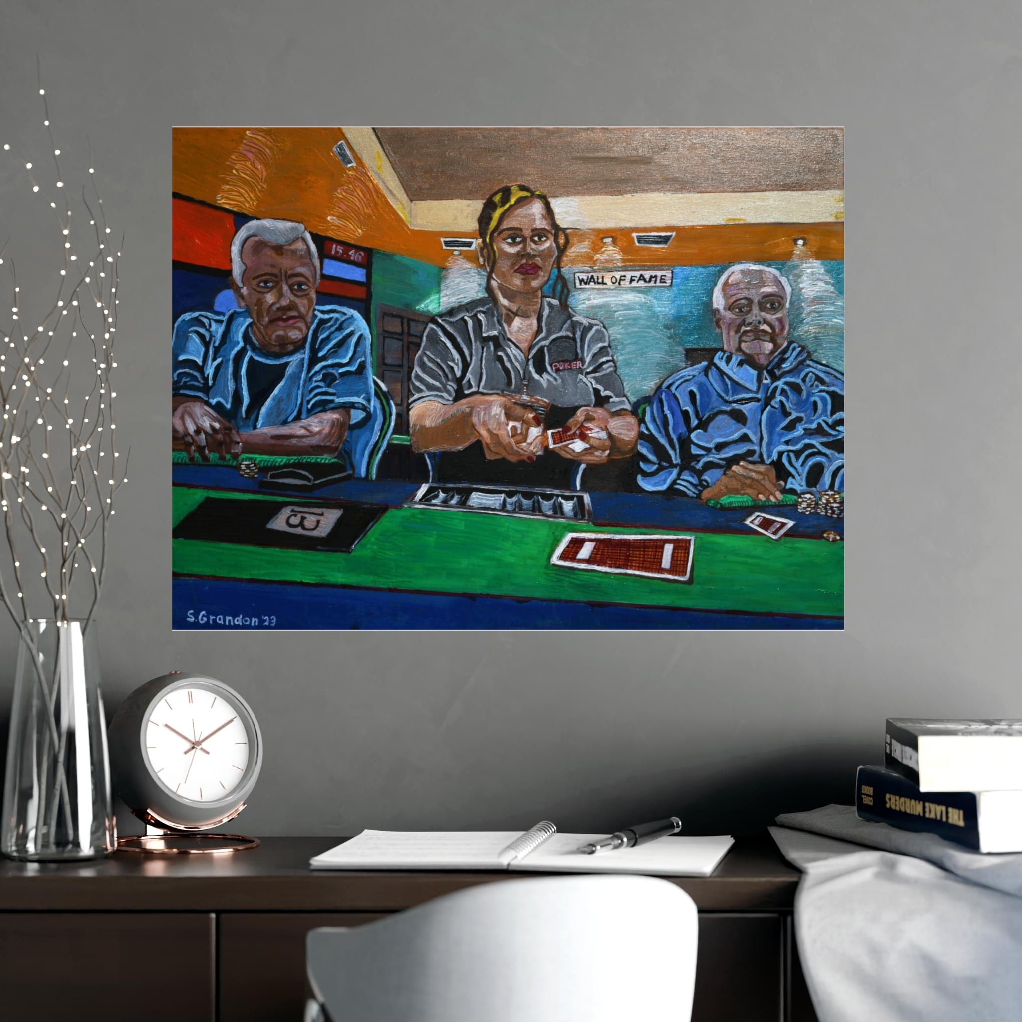 Vintage Poker Table Art Poster — 'Poker Face' Oil Reproduction Matte Print - Image 2