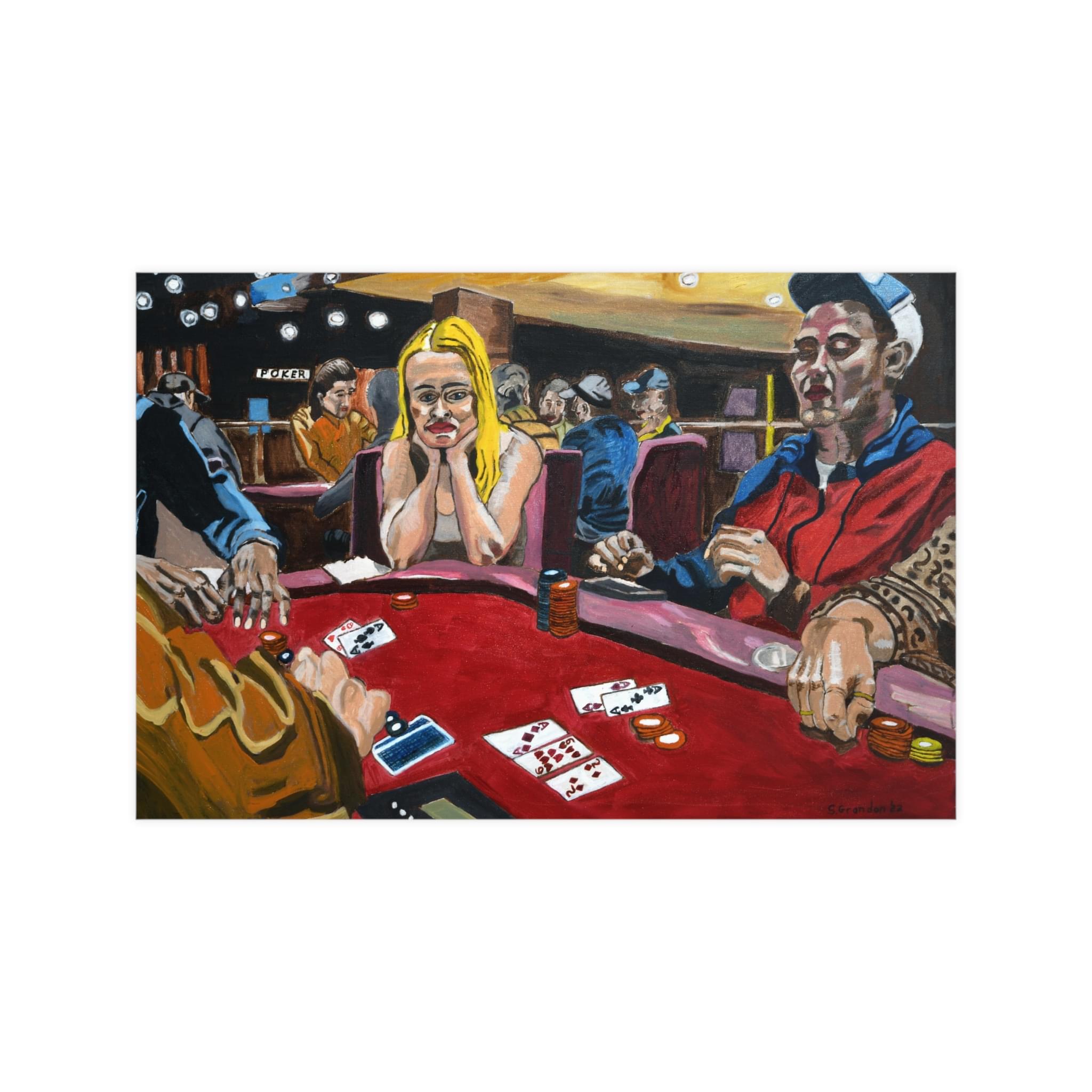 Casino Poker Night Matte Poster — Retro Gambling Art (Originally painted on canvas)