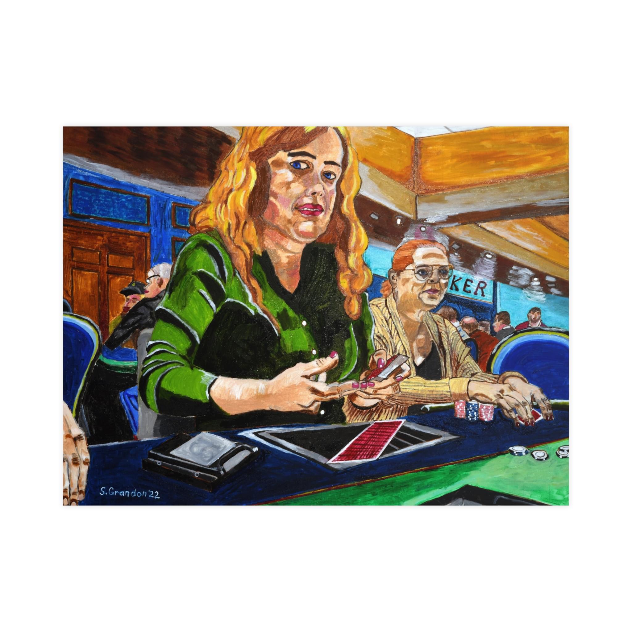 Poker Players Matte Poster — 'Late Night Poker' Casino Art Print (Horizontal)