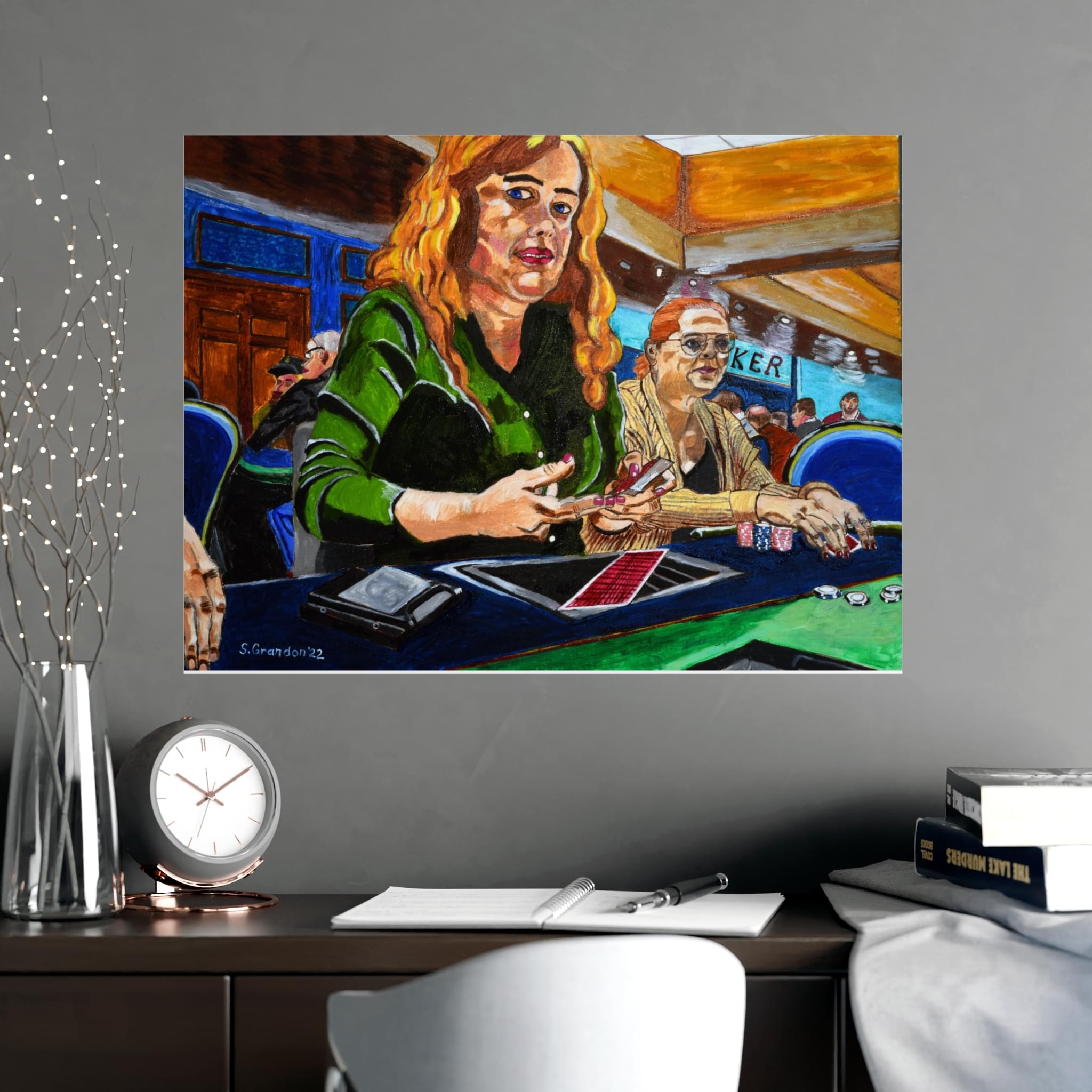Poker Players Matte Poster — 'Late Night Poker' Casino Art Print (Horizontal) - Image 2