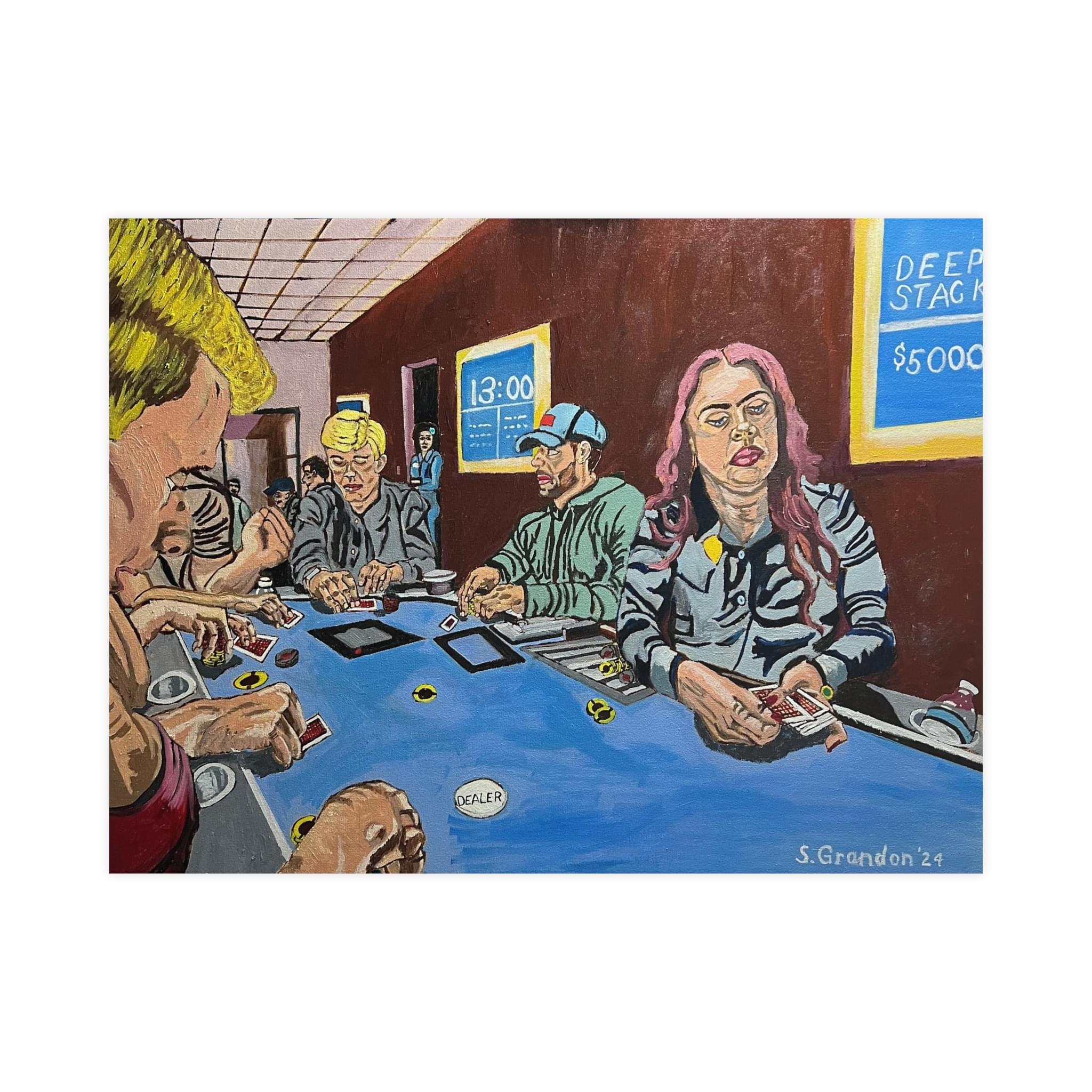 Poker Night Matte Poster — 'Poker Hands' Casino Table Art Print — Gallery-Quality Stanley Grandon Oil Reproduction