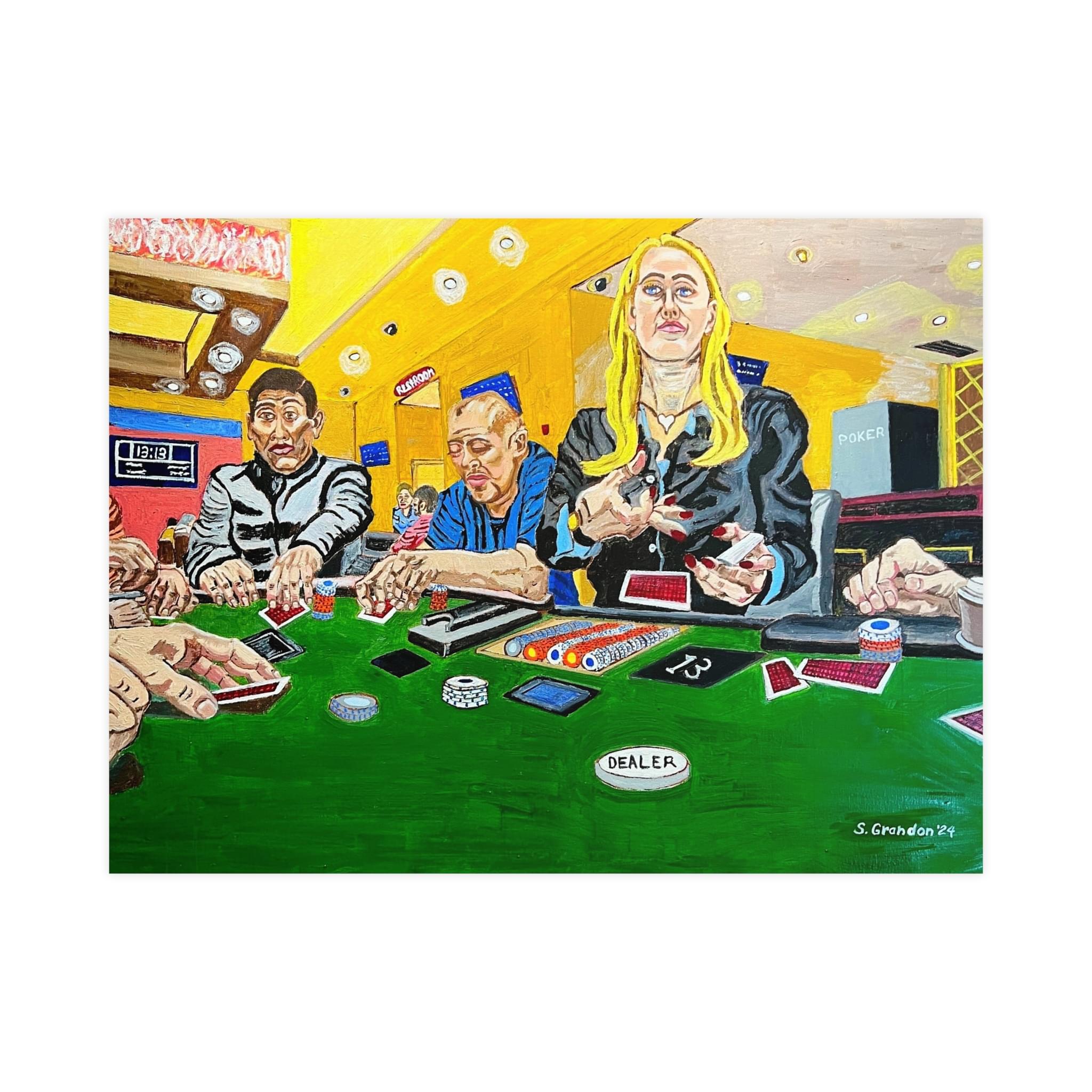 Casino Poker Table Matte Poster — Vibrant Gambling Scene Wall Art