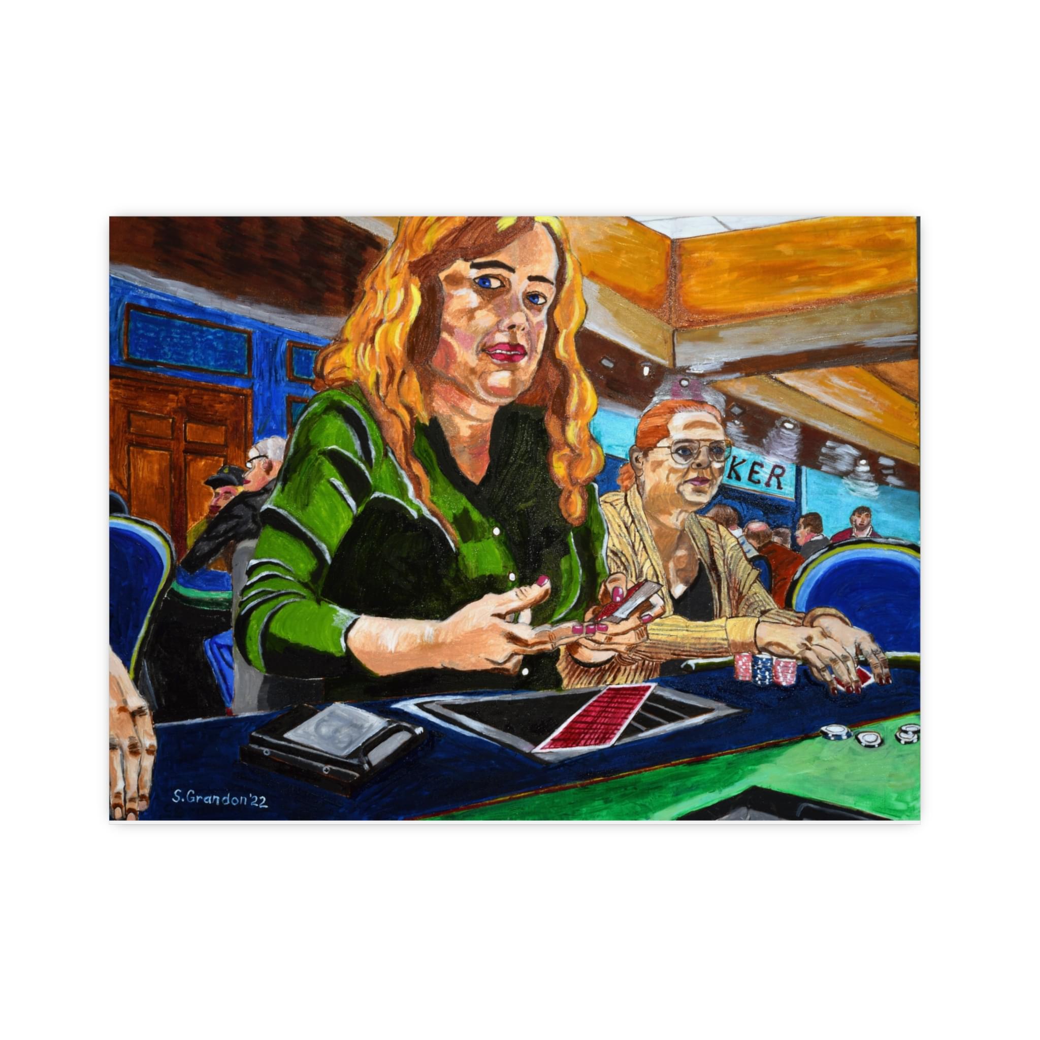 Poker Players Matte Poster — 'Late Night Poker' Casino Art Print (Horizontal) - Image 4