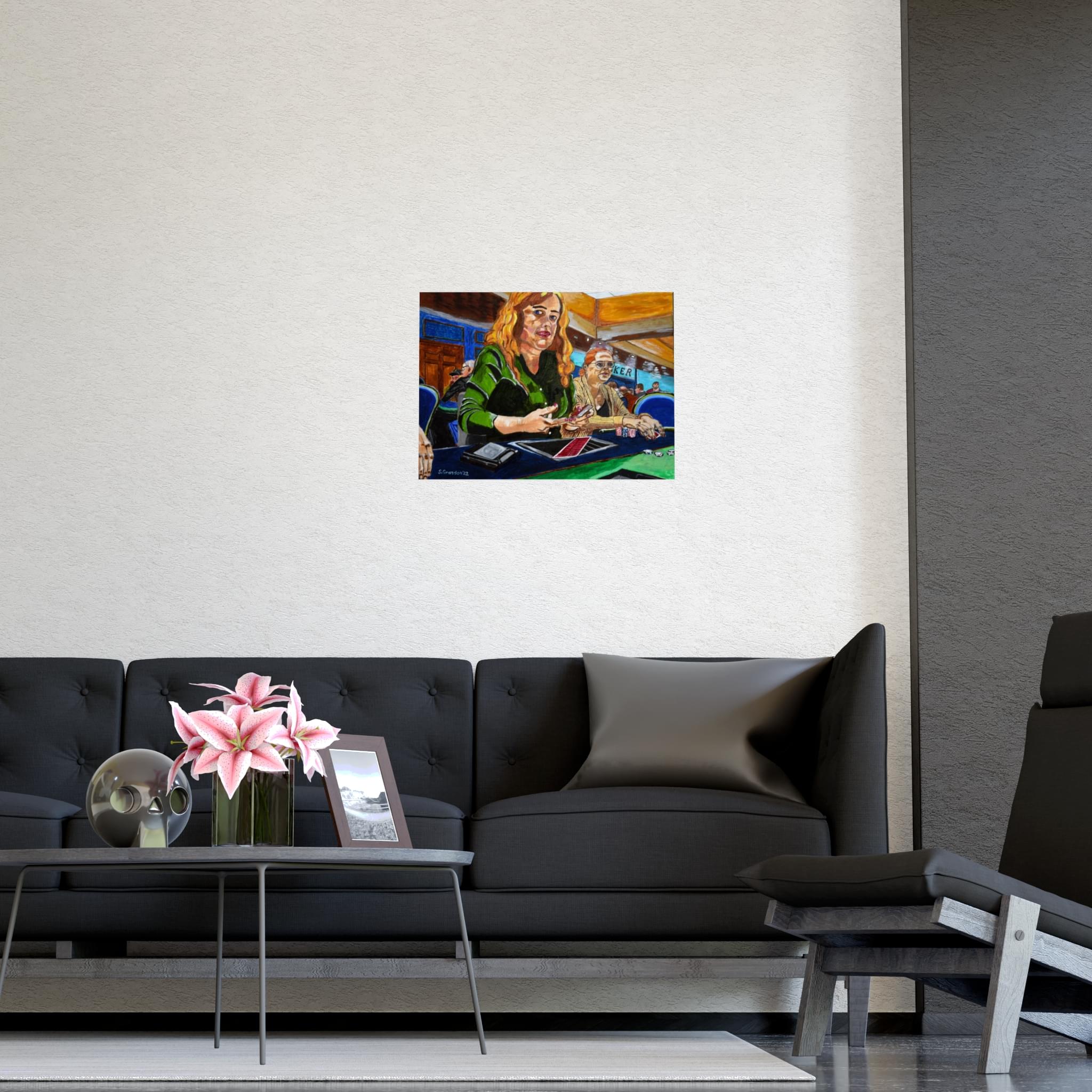 Poker Players Matte Poster — 'Late Night Poker' Casino Art Print (Horizontal) - Image 5