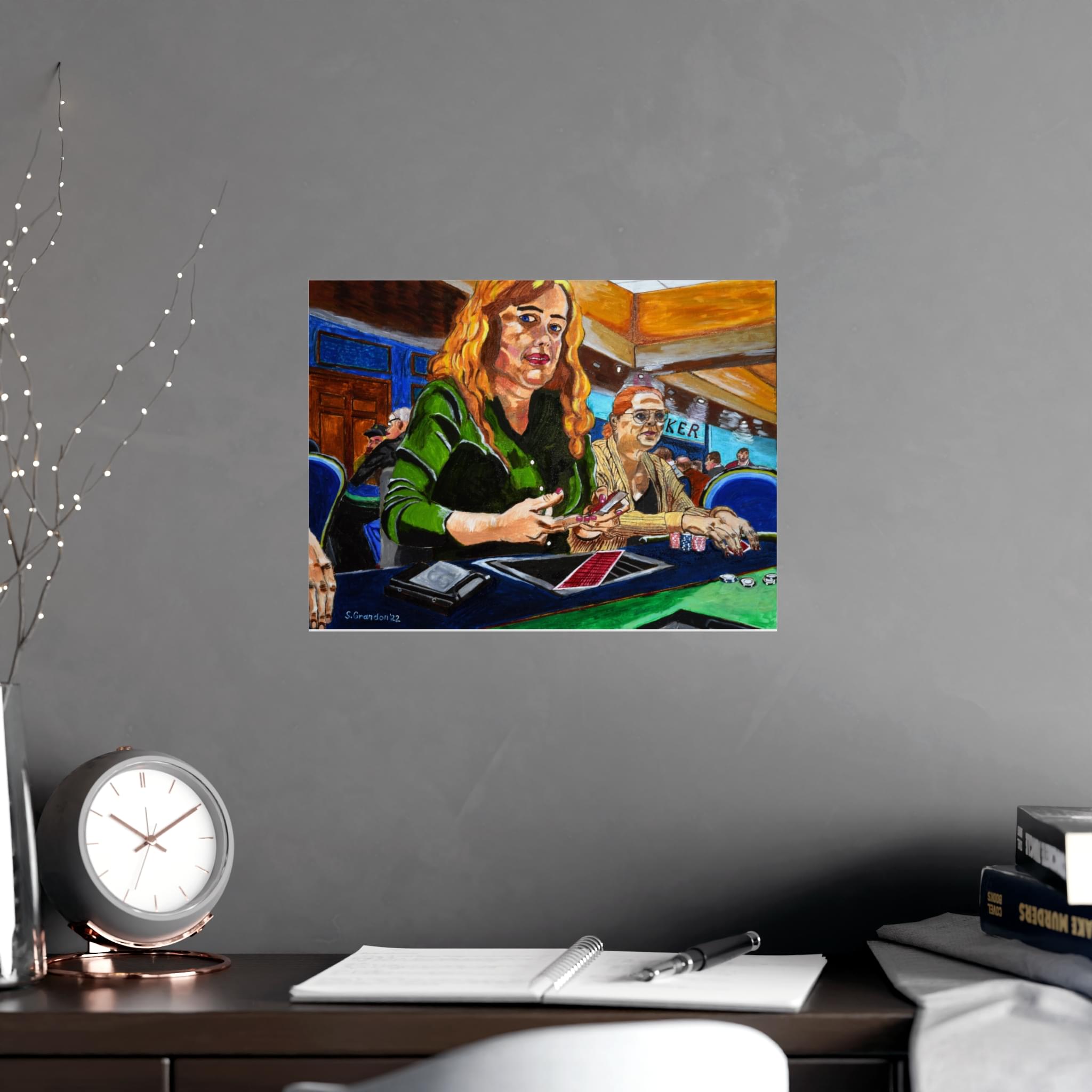 Poker Players Matte Poster — 'Late Night Poker' Casino Art Print (Horizontal) - Image 6