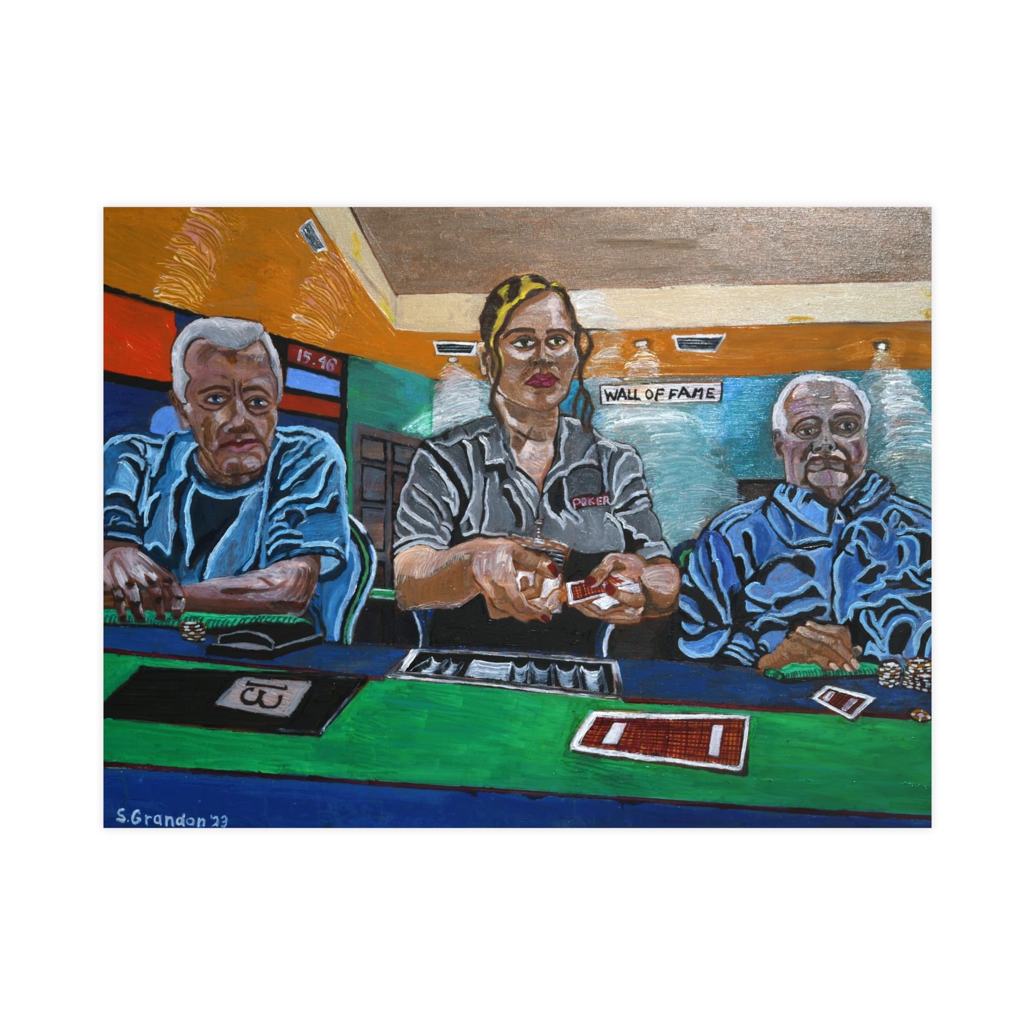 Vintage Poker Table Art Poster — 'Poker Face' Oil Reproduction Matte Print