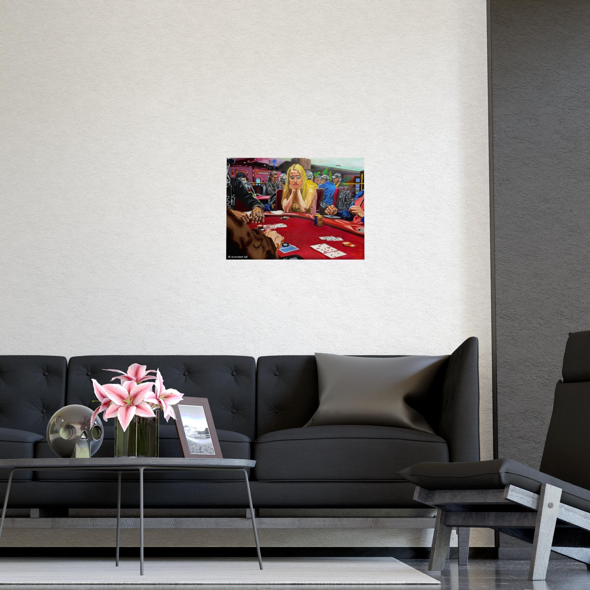 Casino Poker Scene Matte Poster — "Poker Face" Melancholic Woman Art Print - Image 5