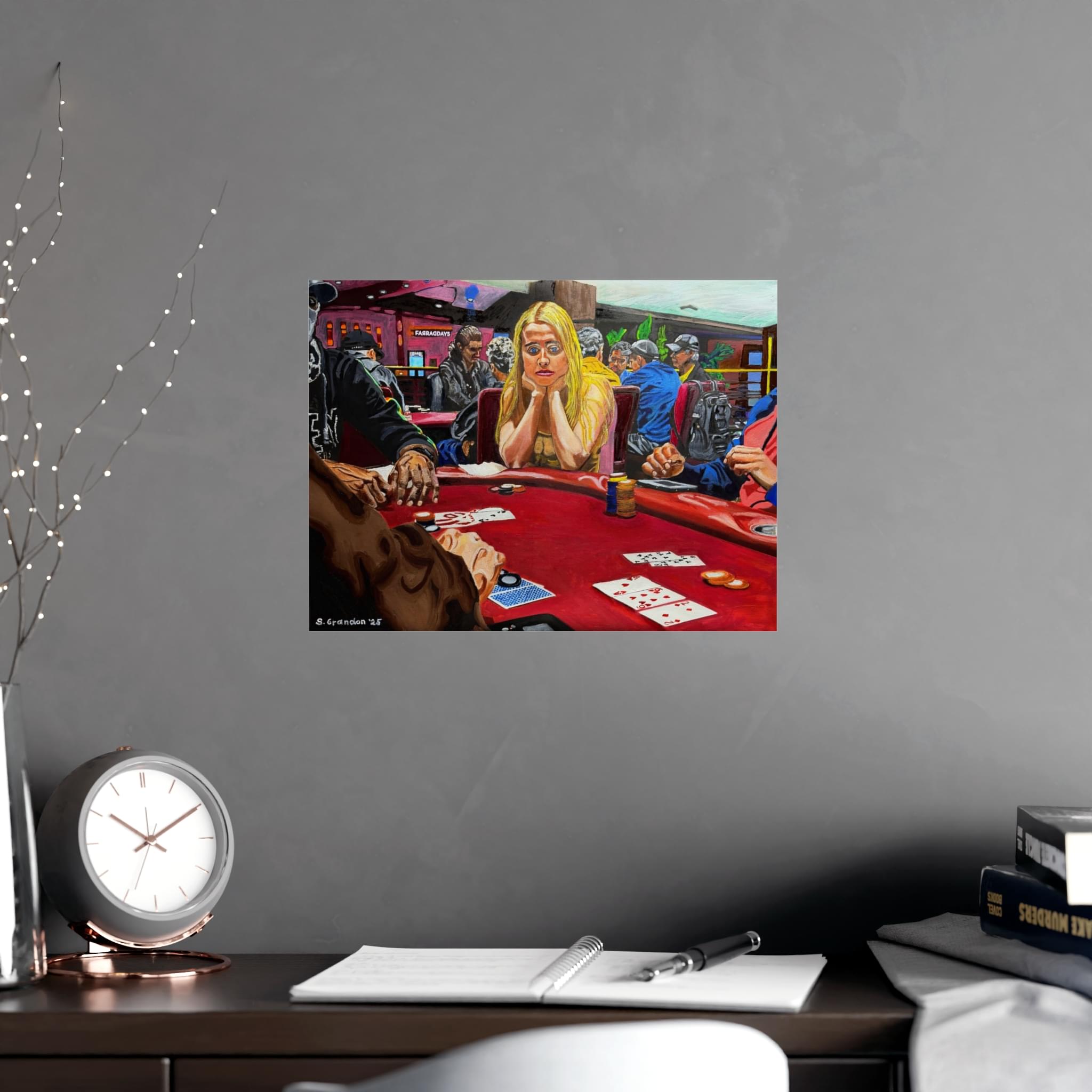 Casino Poker Scene Matte Poster — "Poker Face" Melancholic Woman Art Print - Image 6